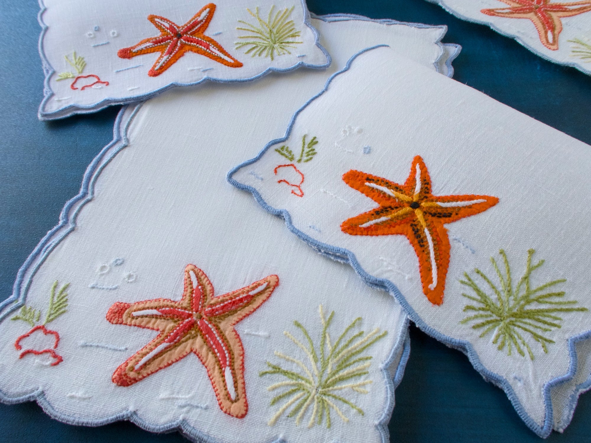 Starfish Vintage Madeira Cocktail Napkins, Set of 8