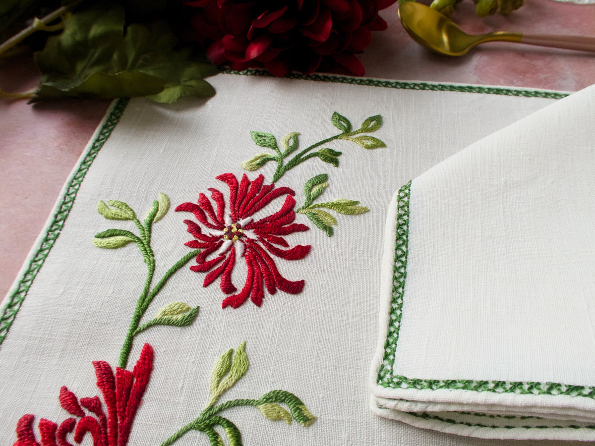 Lush Flowers Vintage Italian 8 pc Placemat Set for 4