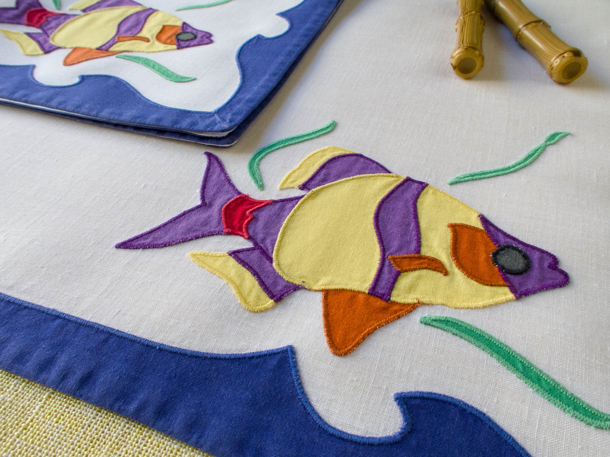Tropical Fish Vintage D Porthault Linen Placemat Set for 12