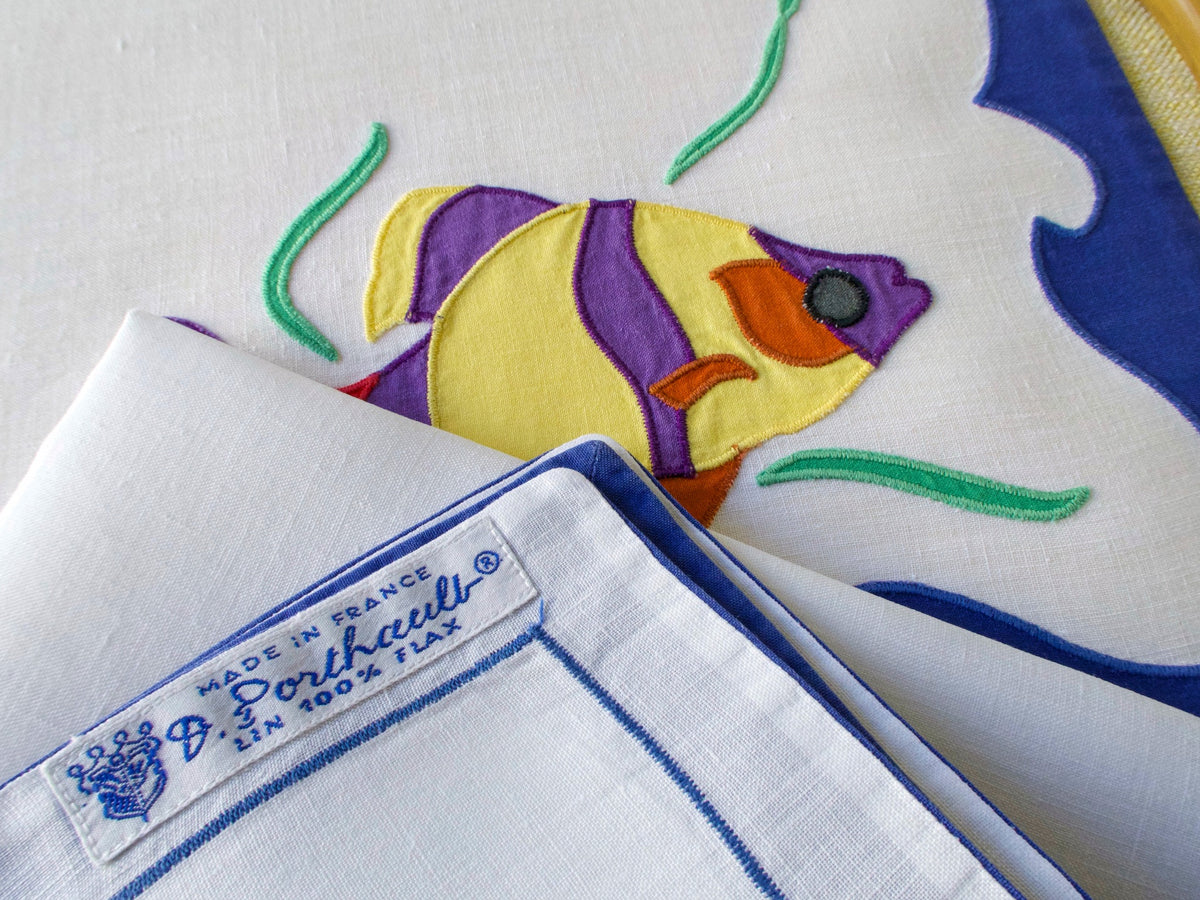 Tropical Fish Vintage D Porthault Linen Placemat Set for 12