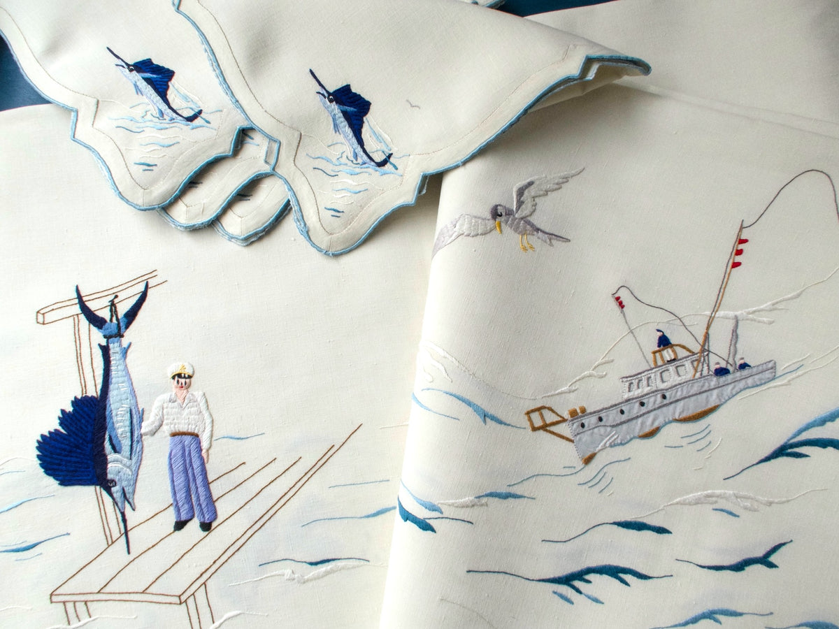 Marlins Vintage Madeira Tablecloth 66x120 with 12 Napkins