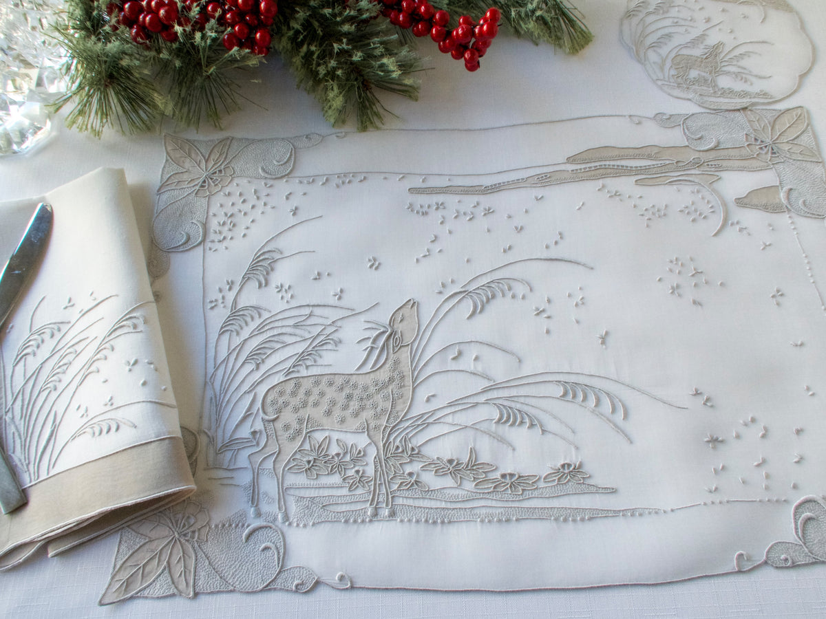 &quot;Deer&quot; Vintage Marghab 24pc Placemat Set for 8