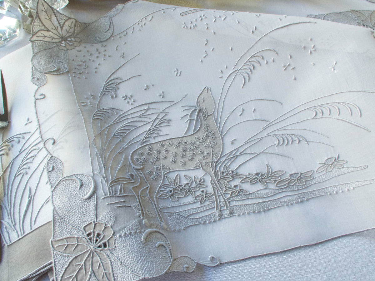 &quot;Deer&quot; Vintage Marghab 24pc Placemat Set for 8