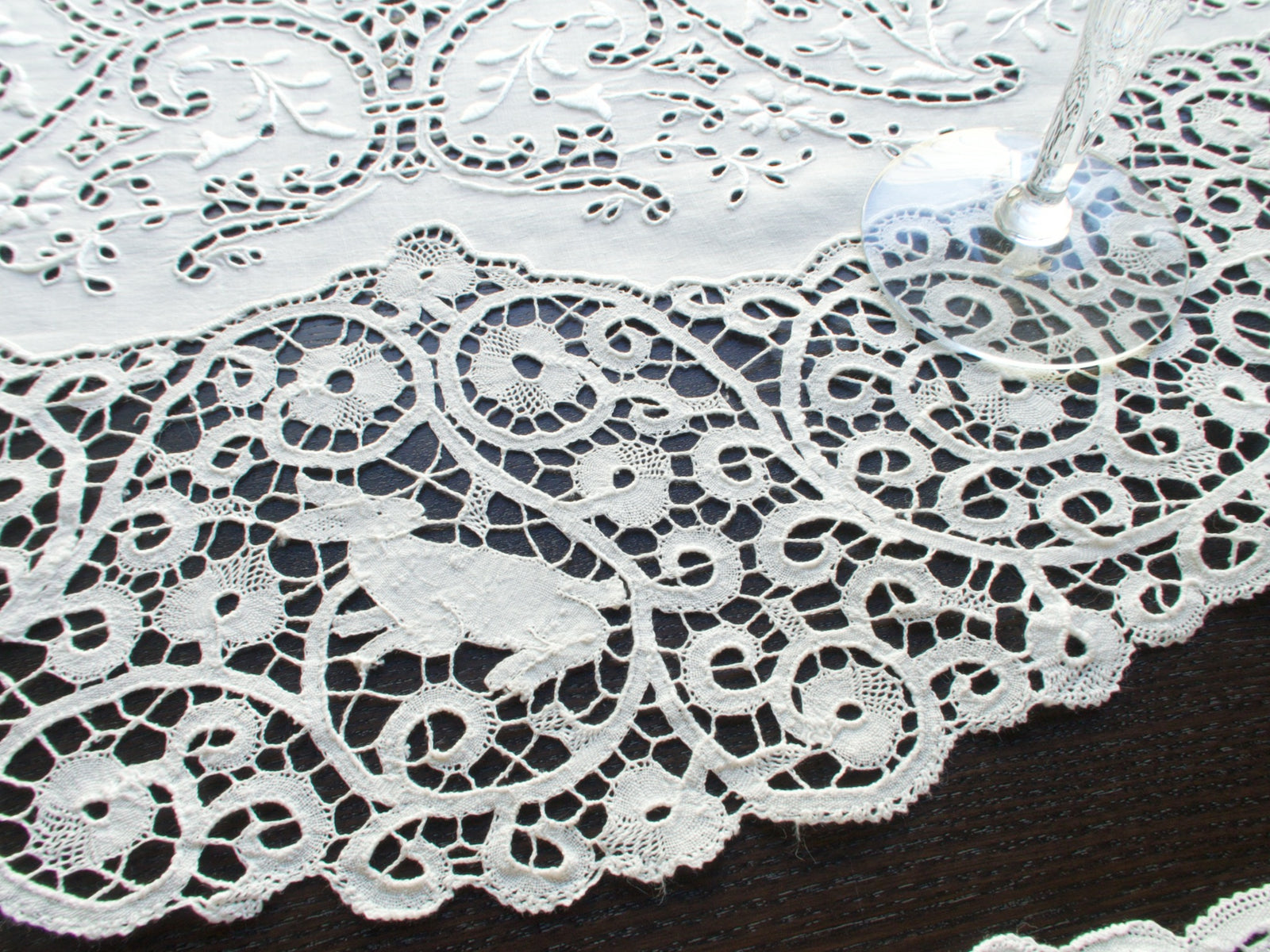 Rabbits, Birds & Dogs Vintage Italian Cantu Lace 13pc Placemat Set for 12