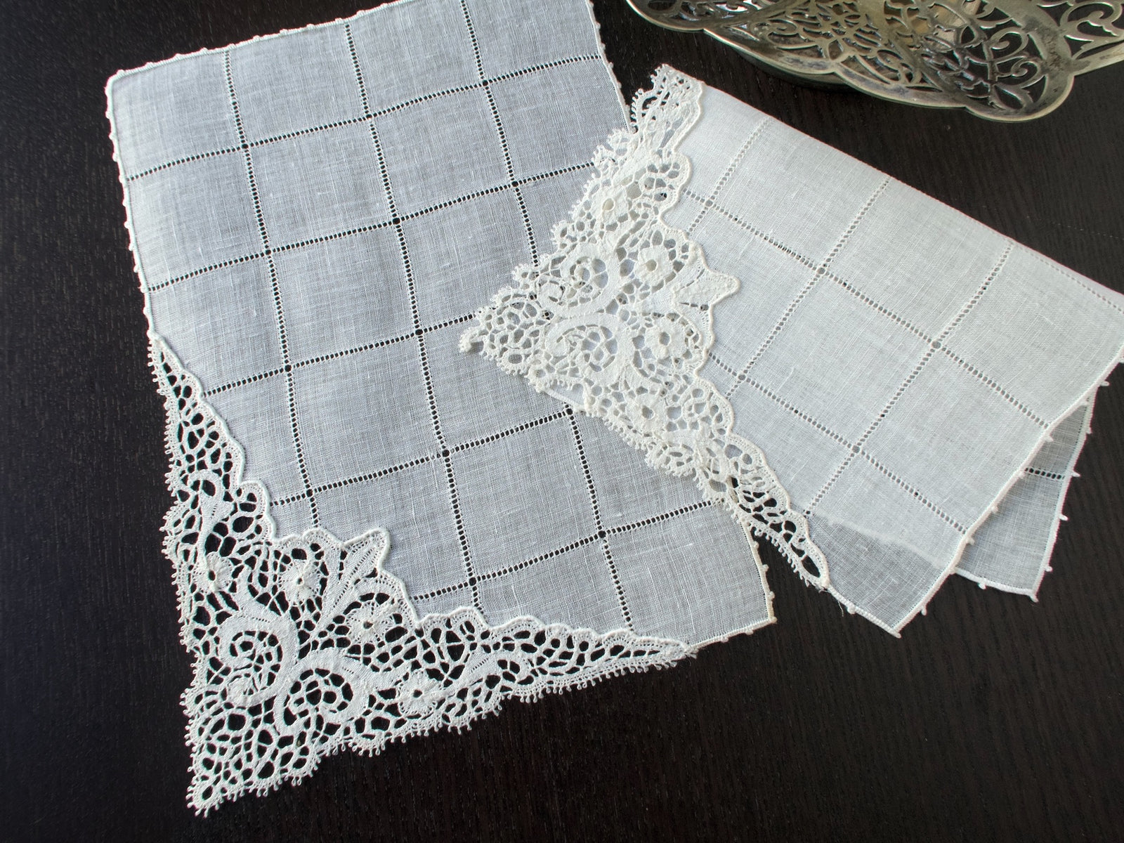 Vintage Italian Bobbin Lace Cocktail Napkins