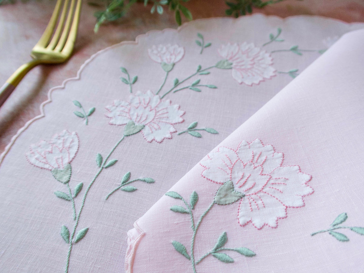 Pretty in Pink Vintage Madeira 16pc Placemat Set for 8