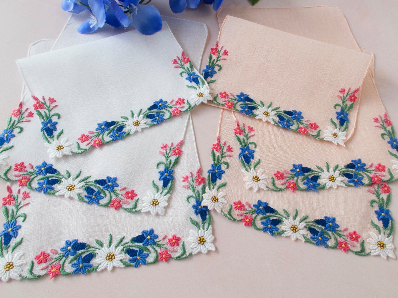 Beautiful Swiss Vintage Linen Cocktail Napkins - Set of 6