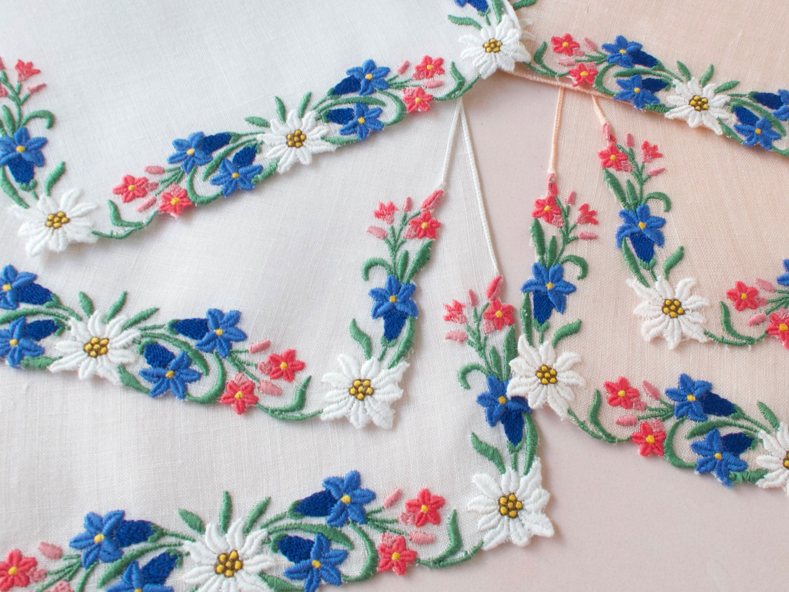 Beautiful Swiss Vintage Linen Cocktail Napkins - Set of 6