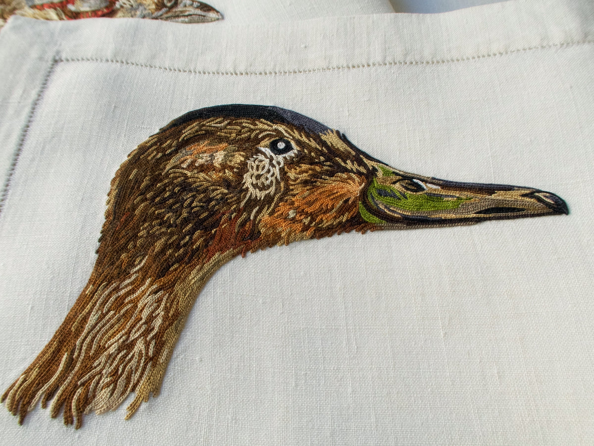 Game Birds Vintage French Embroidery 24 pc Placemat Set for 12