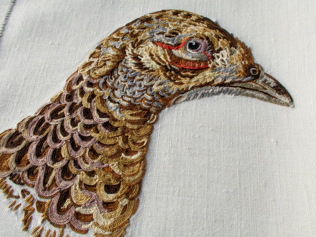 Game Birds Vintage French Embroidery 24 pc Placemat Set for 12