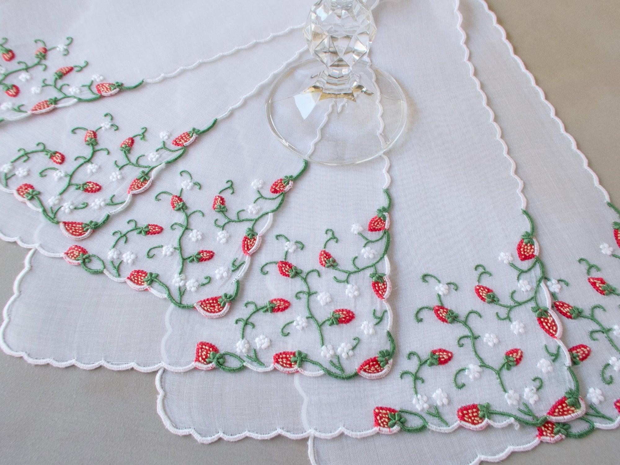 "Strawberry" Marghab Organdy Cocktail Napkins, Set of 6