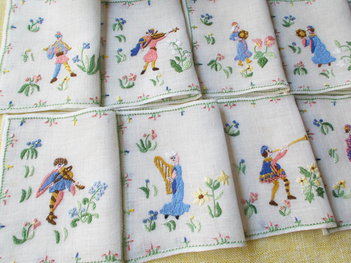 Medieval Musicians, Vintage Rapisardi Italian Cocktail Napkins, Set of 10