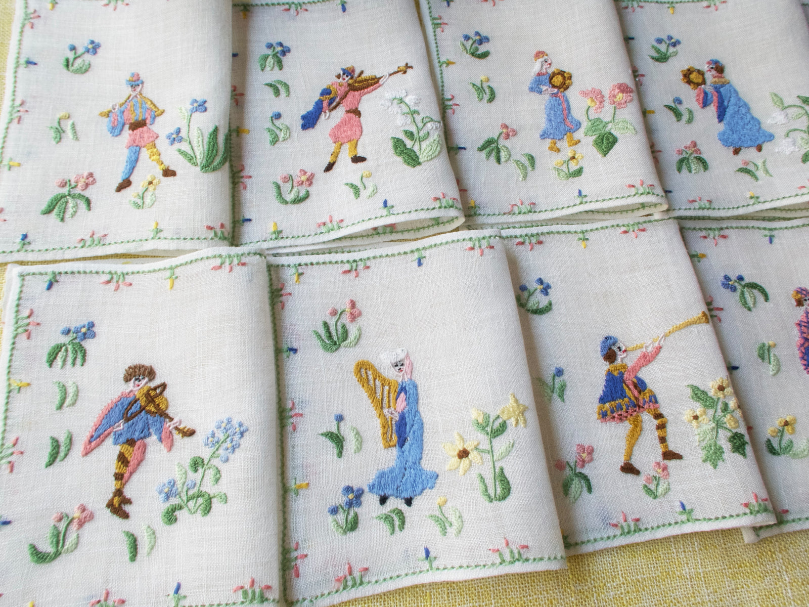 Medieval Musicians, Vintage Rapisardi Italian Cocktail Napkins, Set of 10