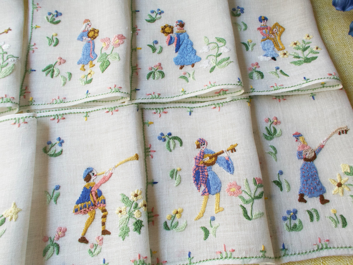 Medieval Musicians, Vintage Rapisardi Italian Cocktail Napkins, Set of 10