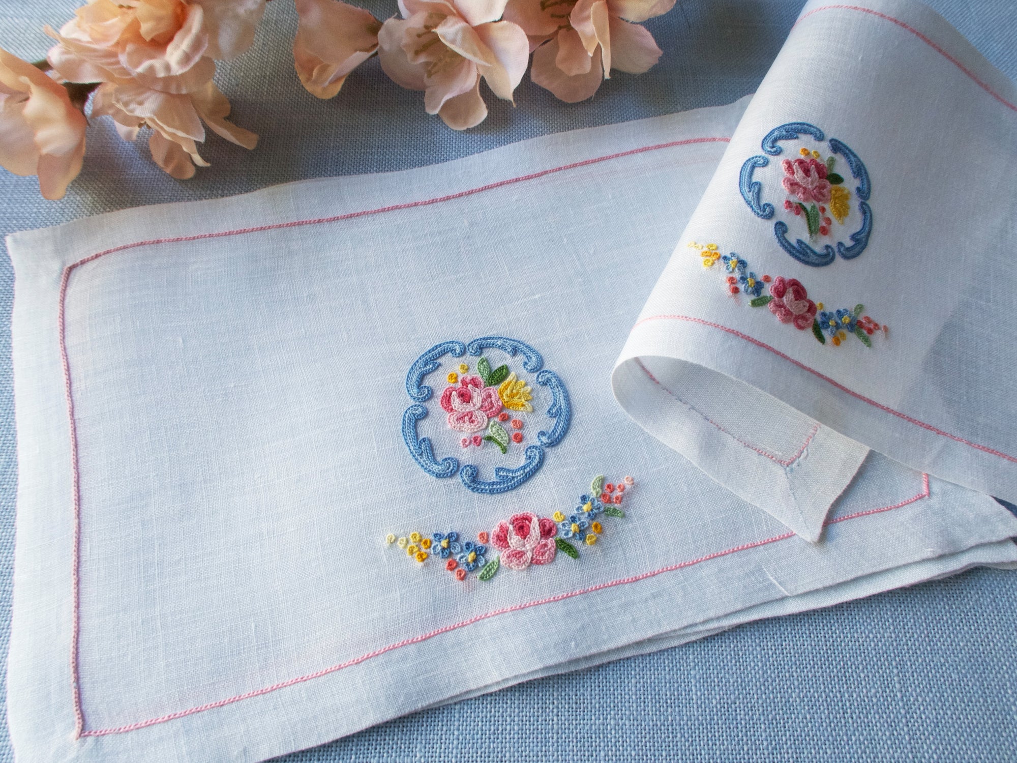 Flowers Vintage French Beauvais Cocktail Napkins, Set of 6