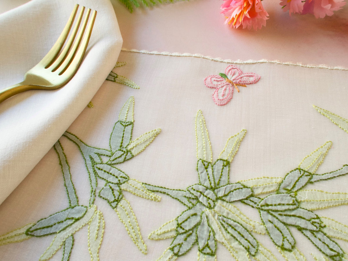 Butterflies &amp; Botanicals: Vintage Madeira 24pc Placemat Set for 12
