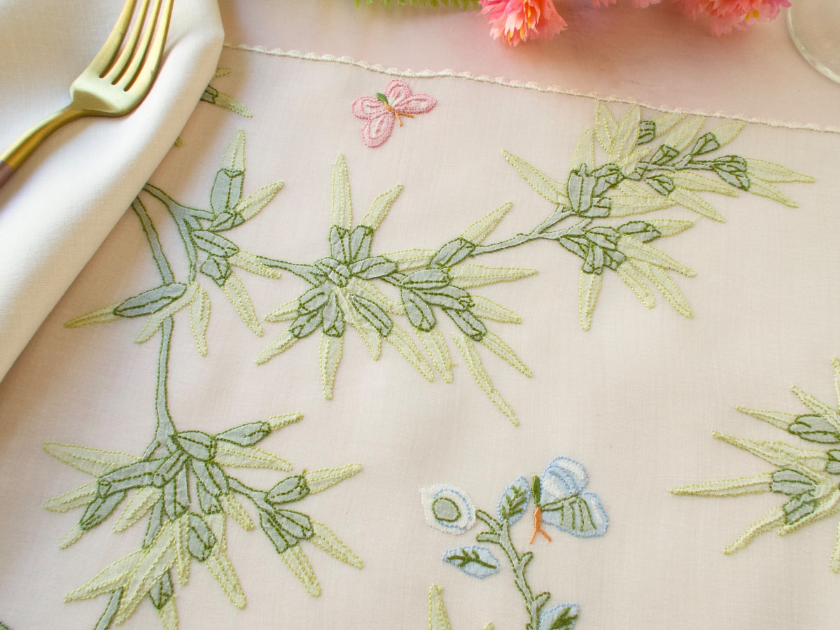 Butterflies &amp; Botanicals: Vintage Madeira 24pc Placemat Set for 12