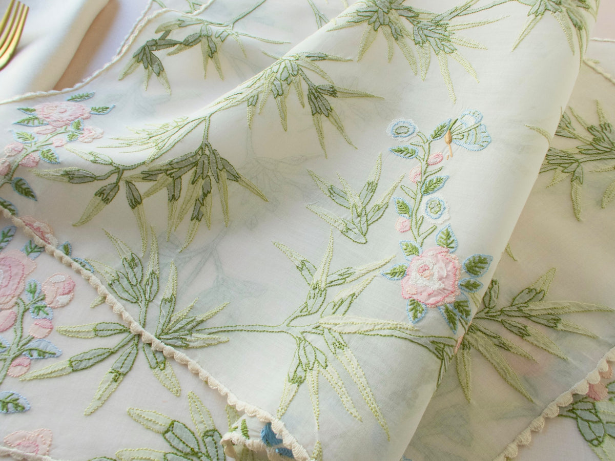 Butterflies &amp; Botanicals: Vintage Madeira 24pc Placemat Set for 12