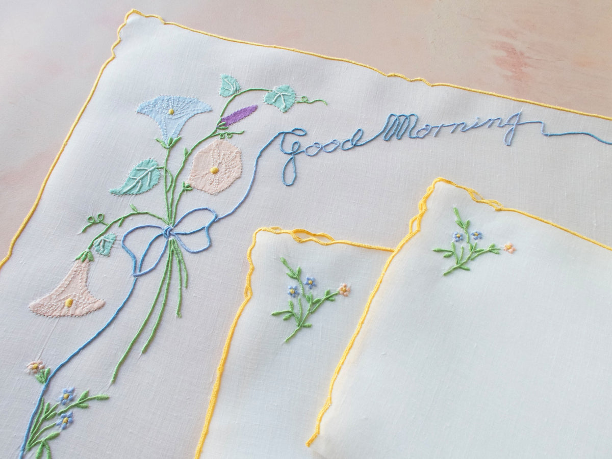 &quot;Good Morning&quot; Morning Glories Vintage Madeira 3pc Breakfast Set