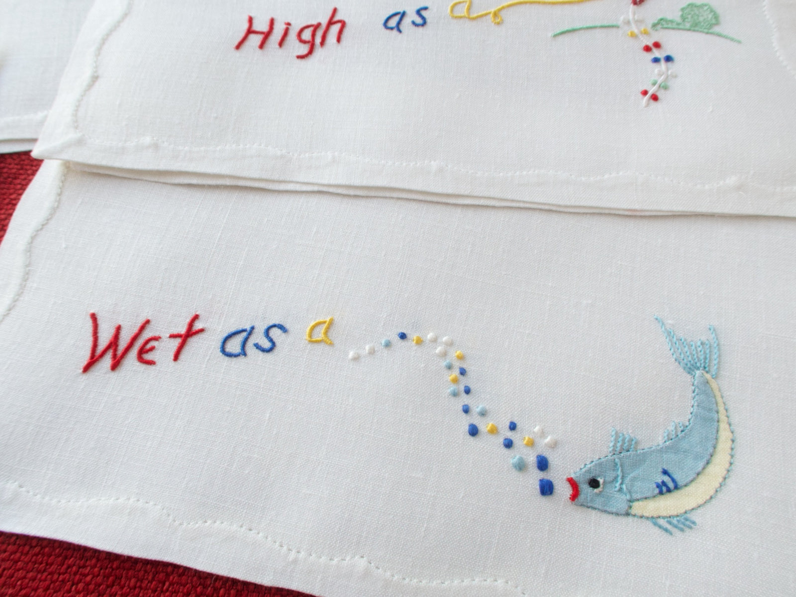 Wet as a Fish (& More) Vintage Madeira Cocktail Napkins, Set of 8