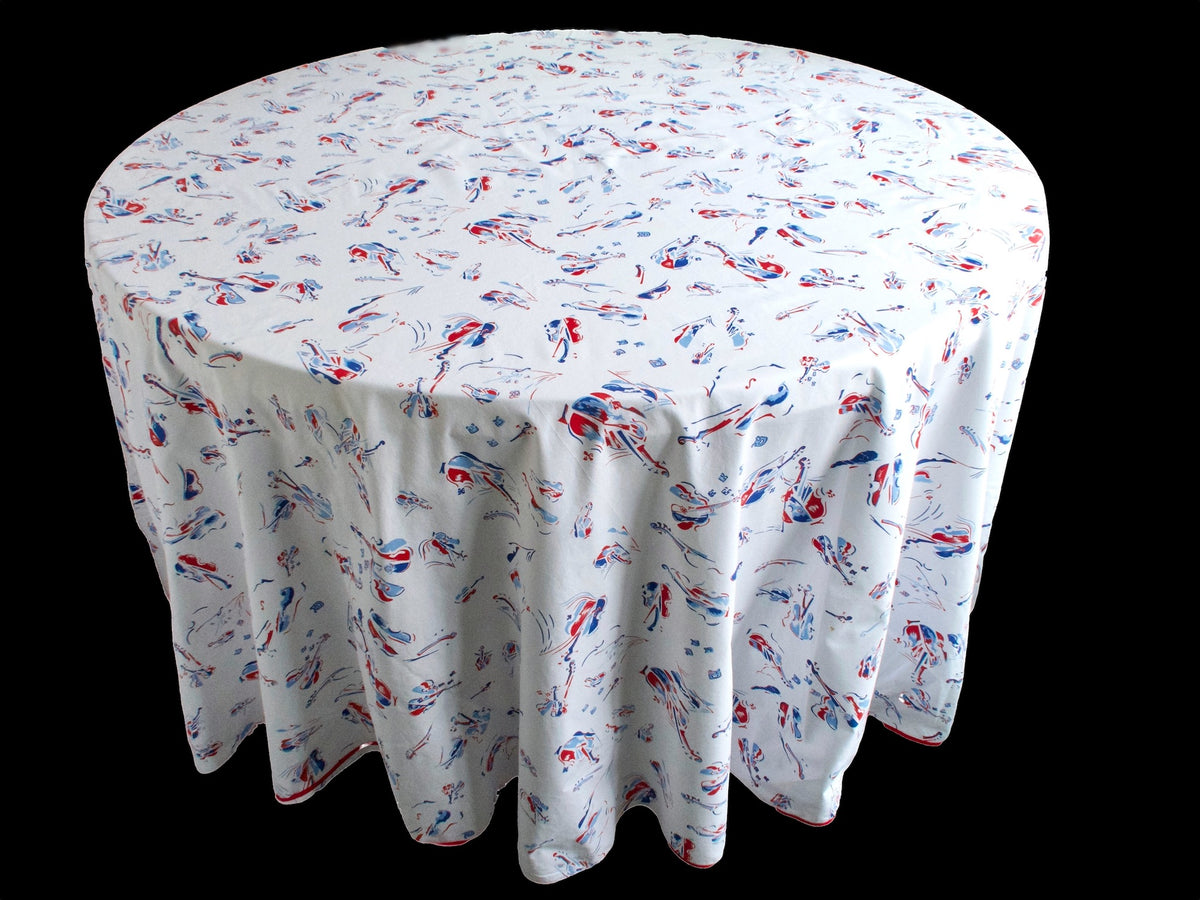 Arman Violins Vintage D Porthault 100&quot; Round Cotton Tablecloth