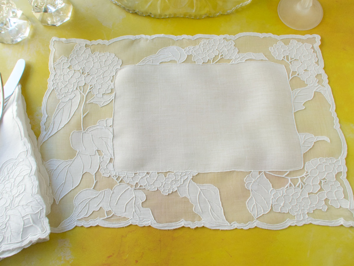 Art Nouveau Hydrangeas Vintage Madeira 8pc Placemat Set for 4