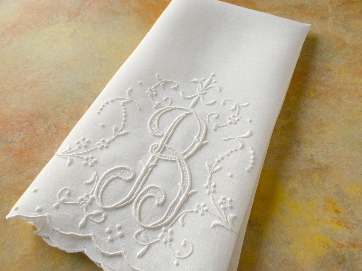 &quot;B&quot; Monogram Vintage Madeira Linen Guest Towel