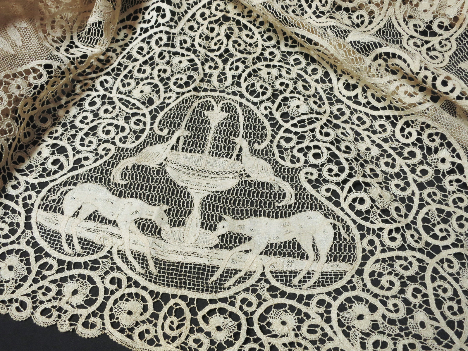 Stunning XL Vintage Italian Cantu Lace Tablecloth 74x250"