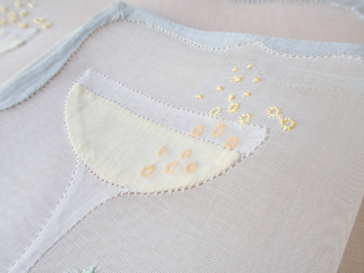 Bubbly Champagne Vintage Madeira Organdy Cocktail Napkins, Set of 8