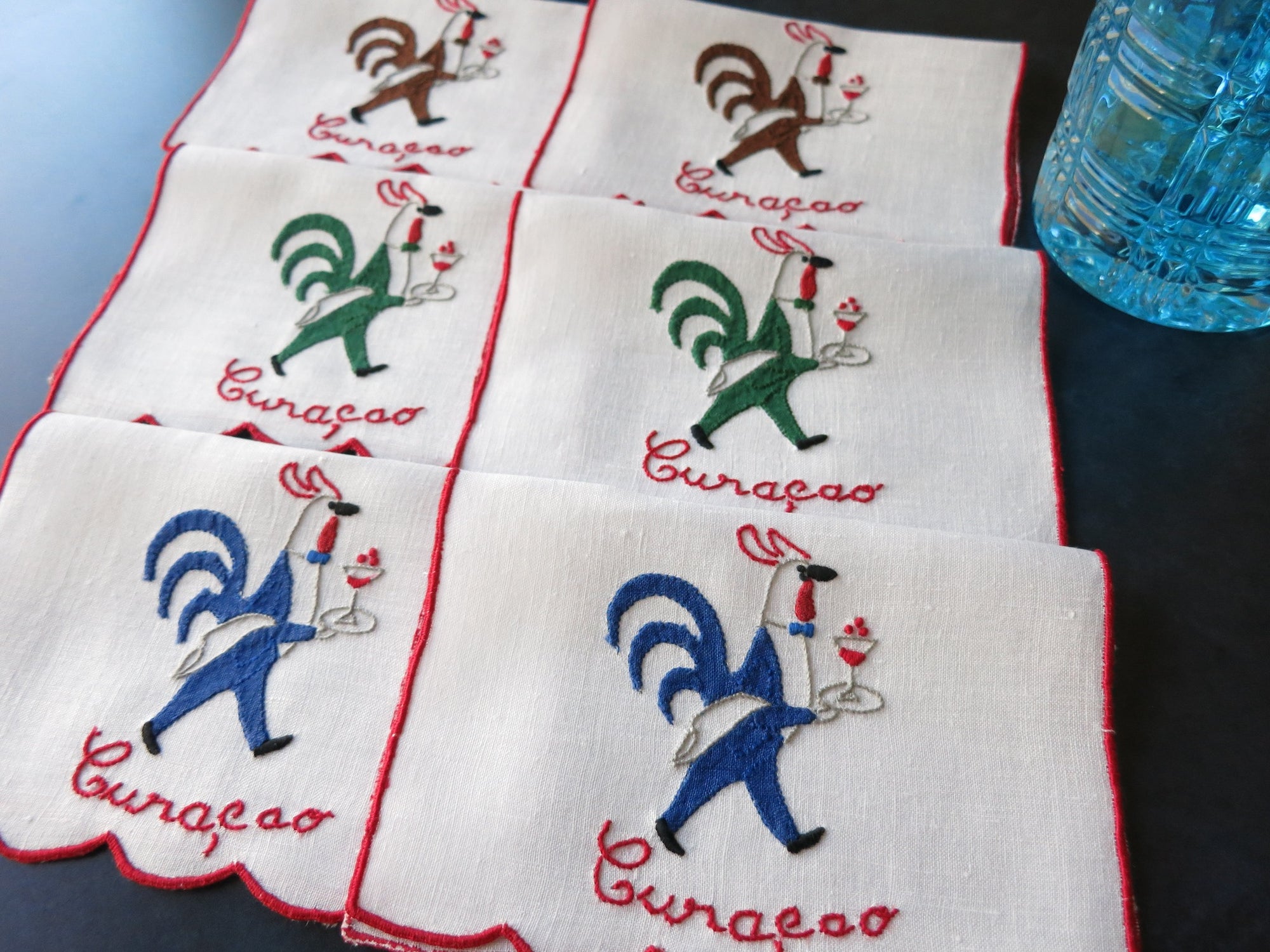 The Curaçoa Crew Vintage Madeira Linen Cocktail Napkins, Set of 6