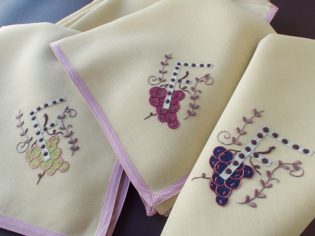 &quot;F&quot; Monogram Vintage Italian Table Napkins, Set of 12