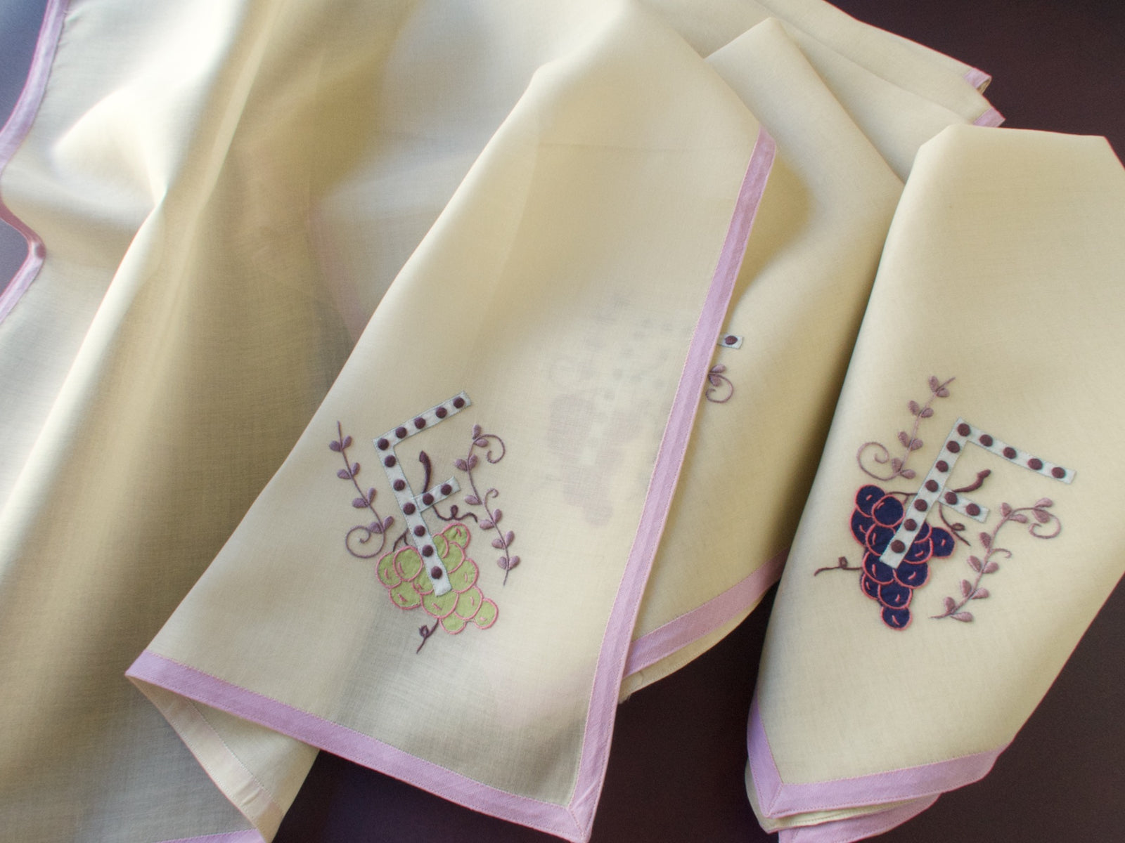 "F" Monogram Vintage Italian Table Napkins, Set of 12