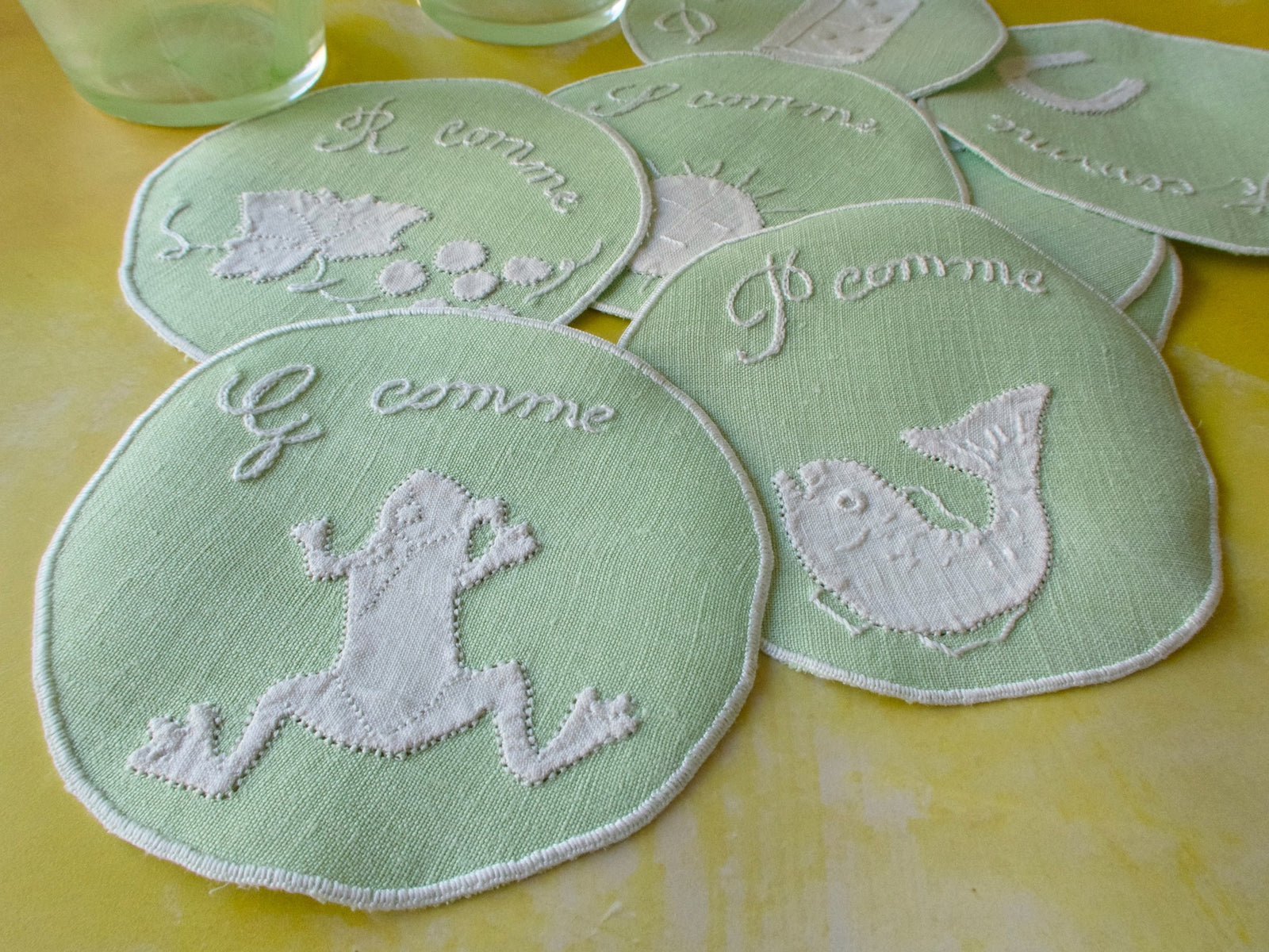 Fun French Alphabet Cocktail Rounds, Set of 12