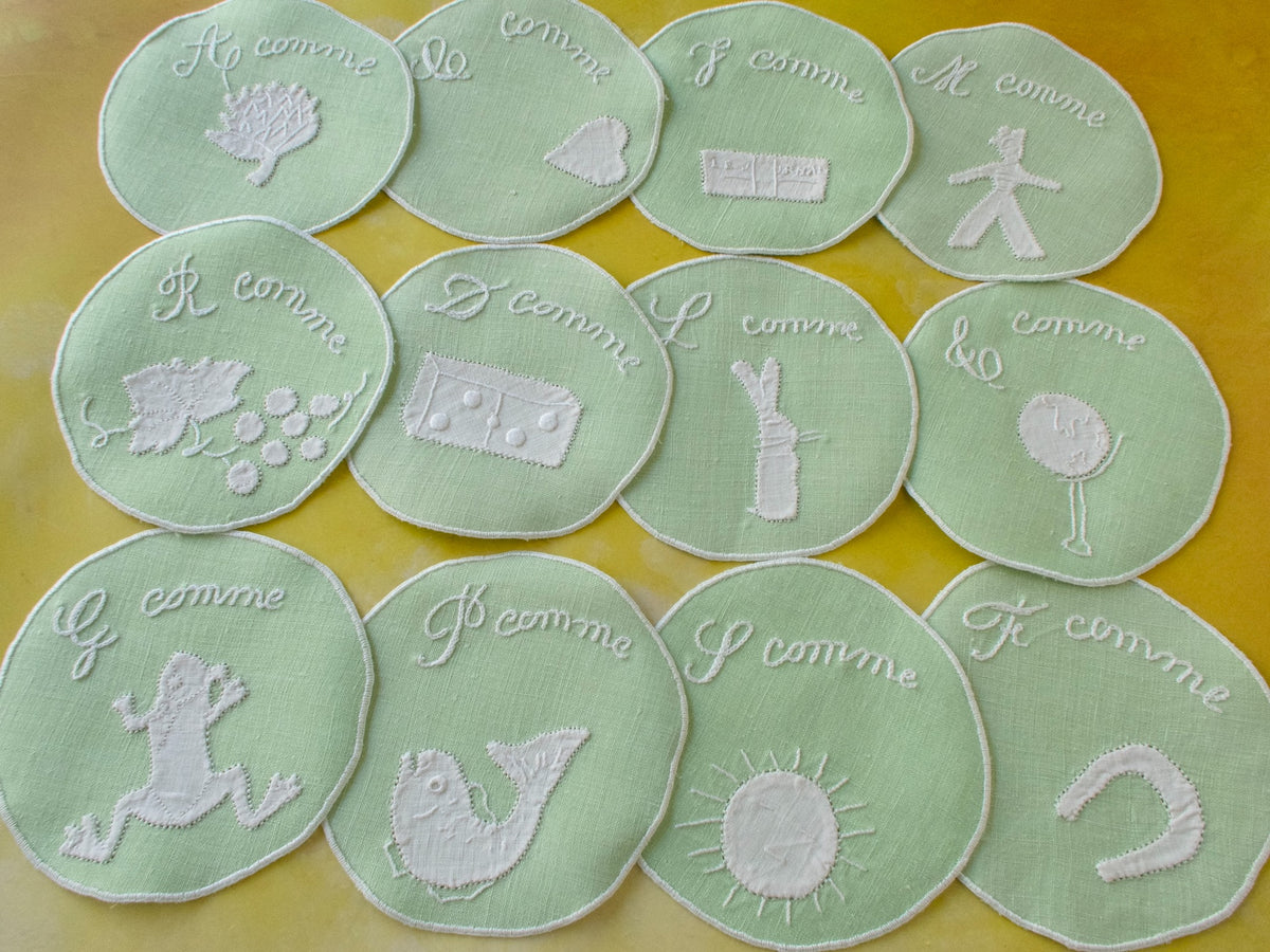 Fun French Alphabet Cocktail Rounds, Set of 12