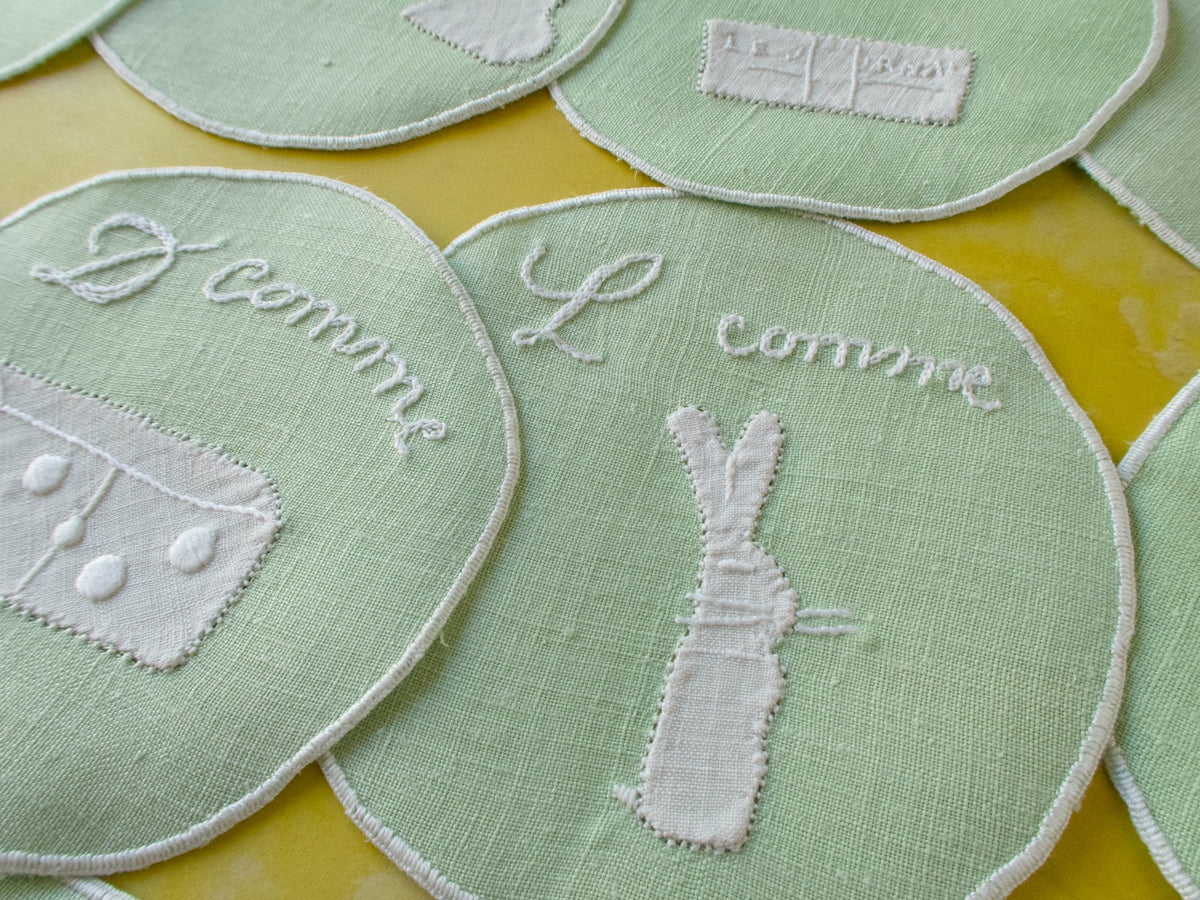 Fun French Alphabet Cocktail Rounds, Set of 12