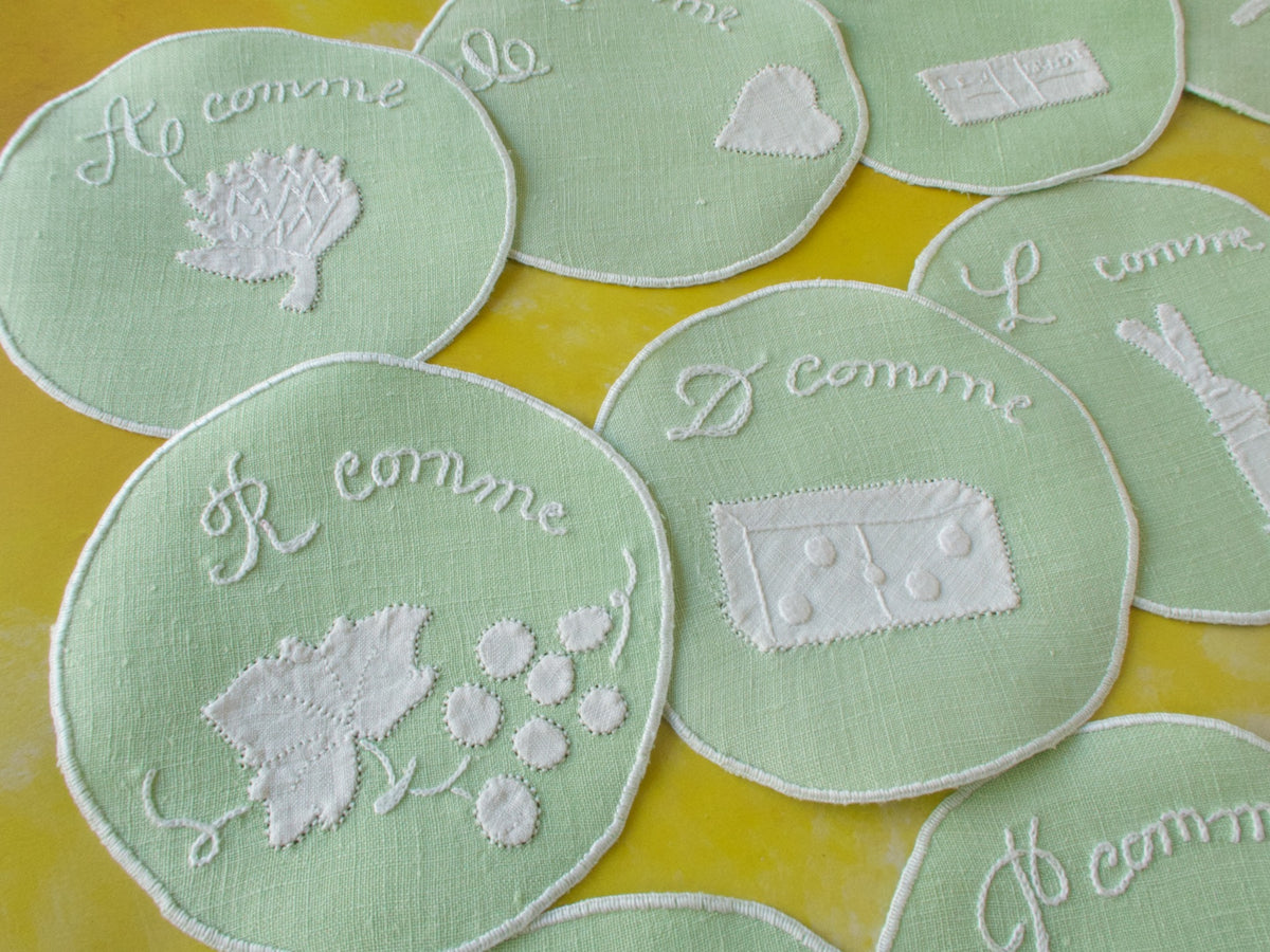 Fun French Alphabet Cocktail Rounds, Set of 12