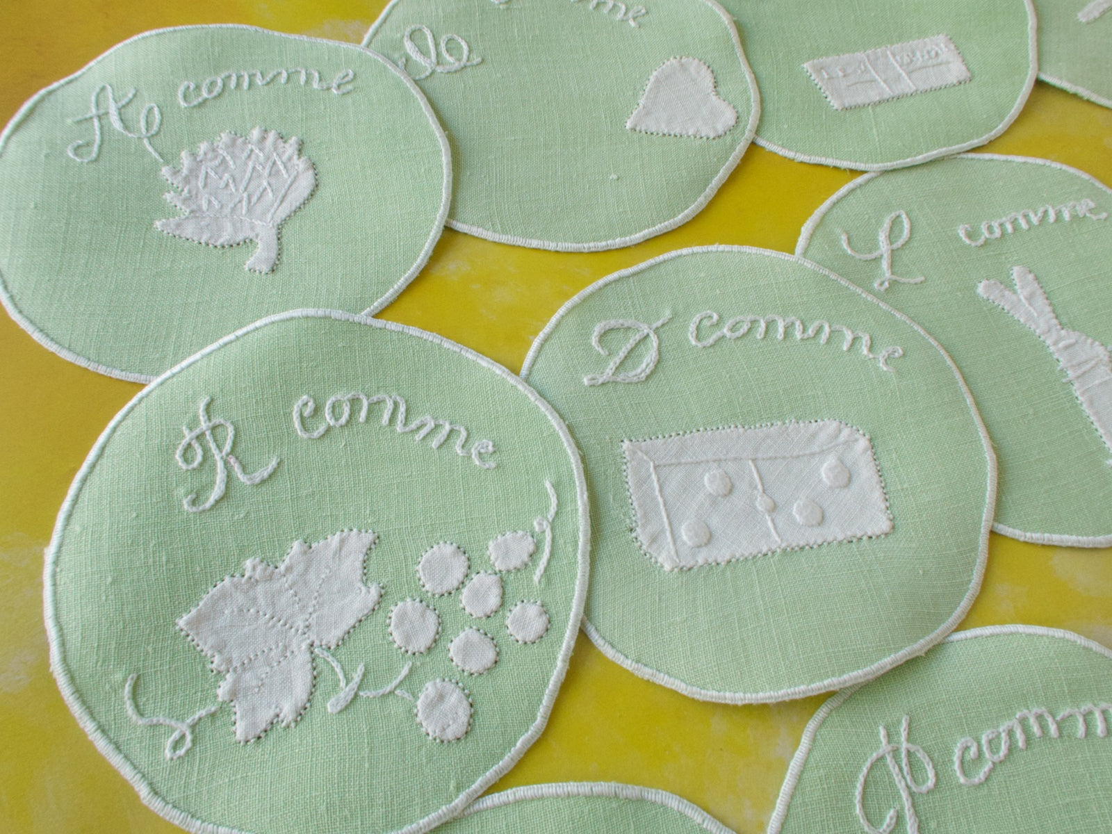 Fun French Alphabet Cocktail Rounds, Set of 12