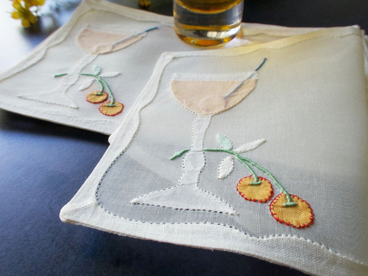 Garnished Drinks Vintage Madeira Cocktail Napkins, Set of 6