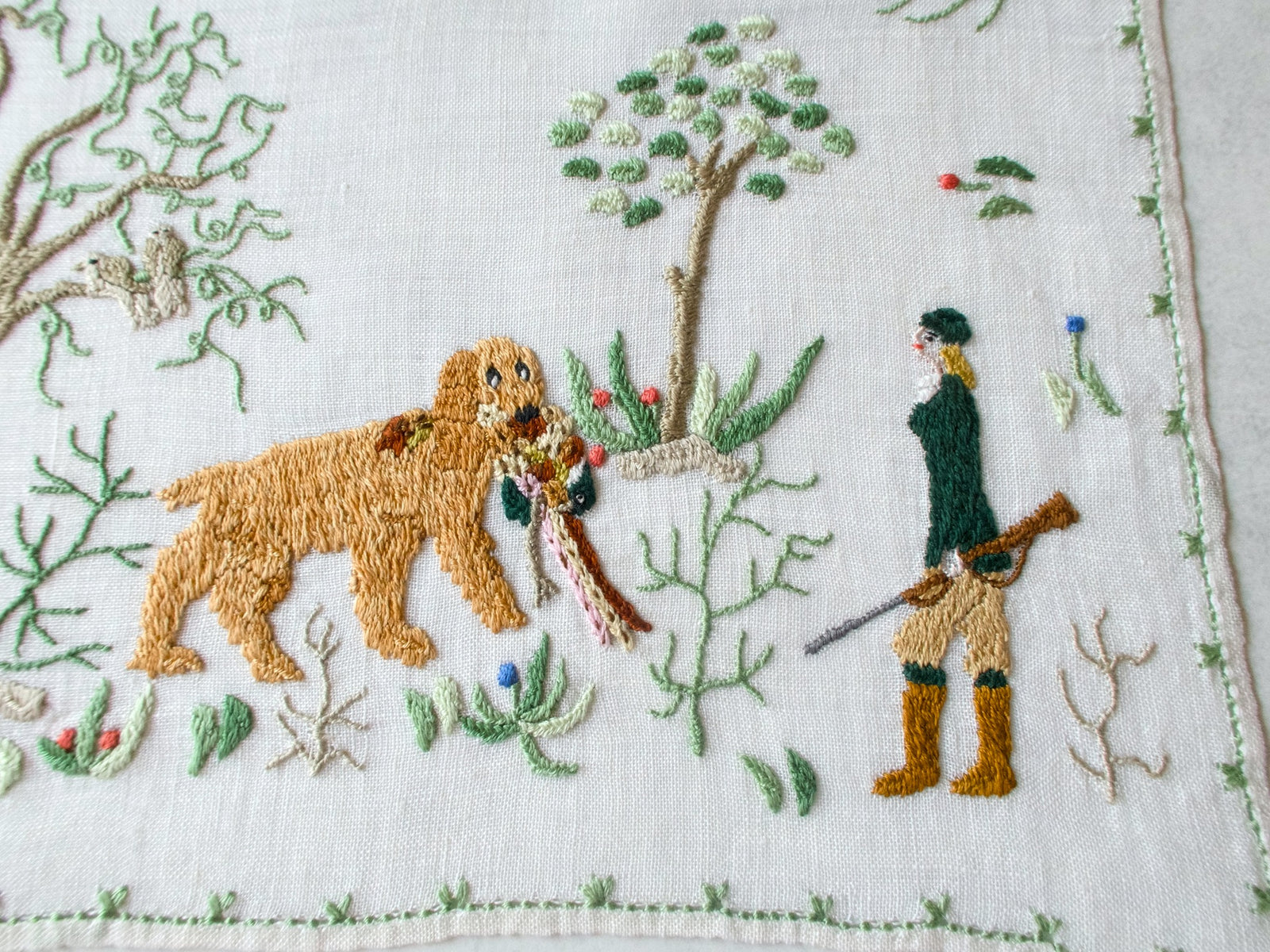Hunting Party Vintage Rapisardi Italian Linen Runner 16x32