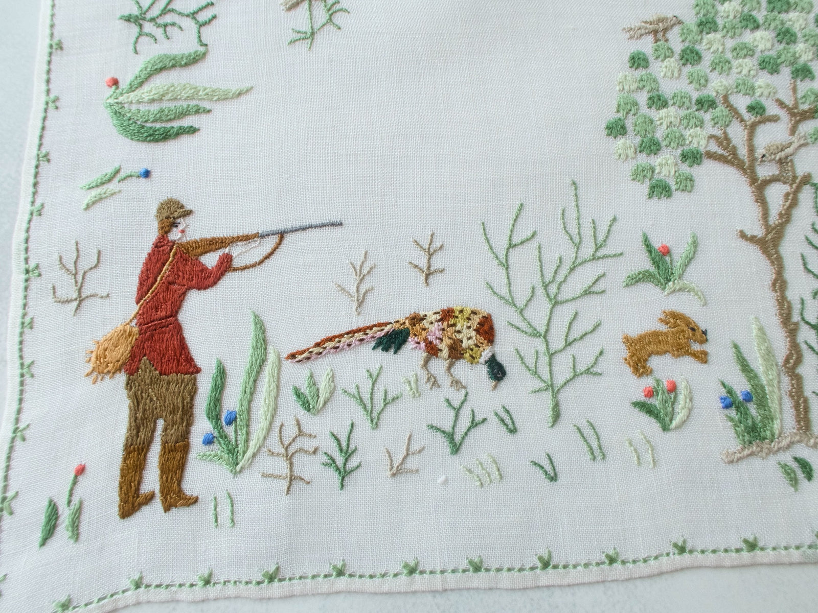 Hunting Party Vintage Rapisardi Italian Linen Runner 16x32