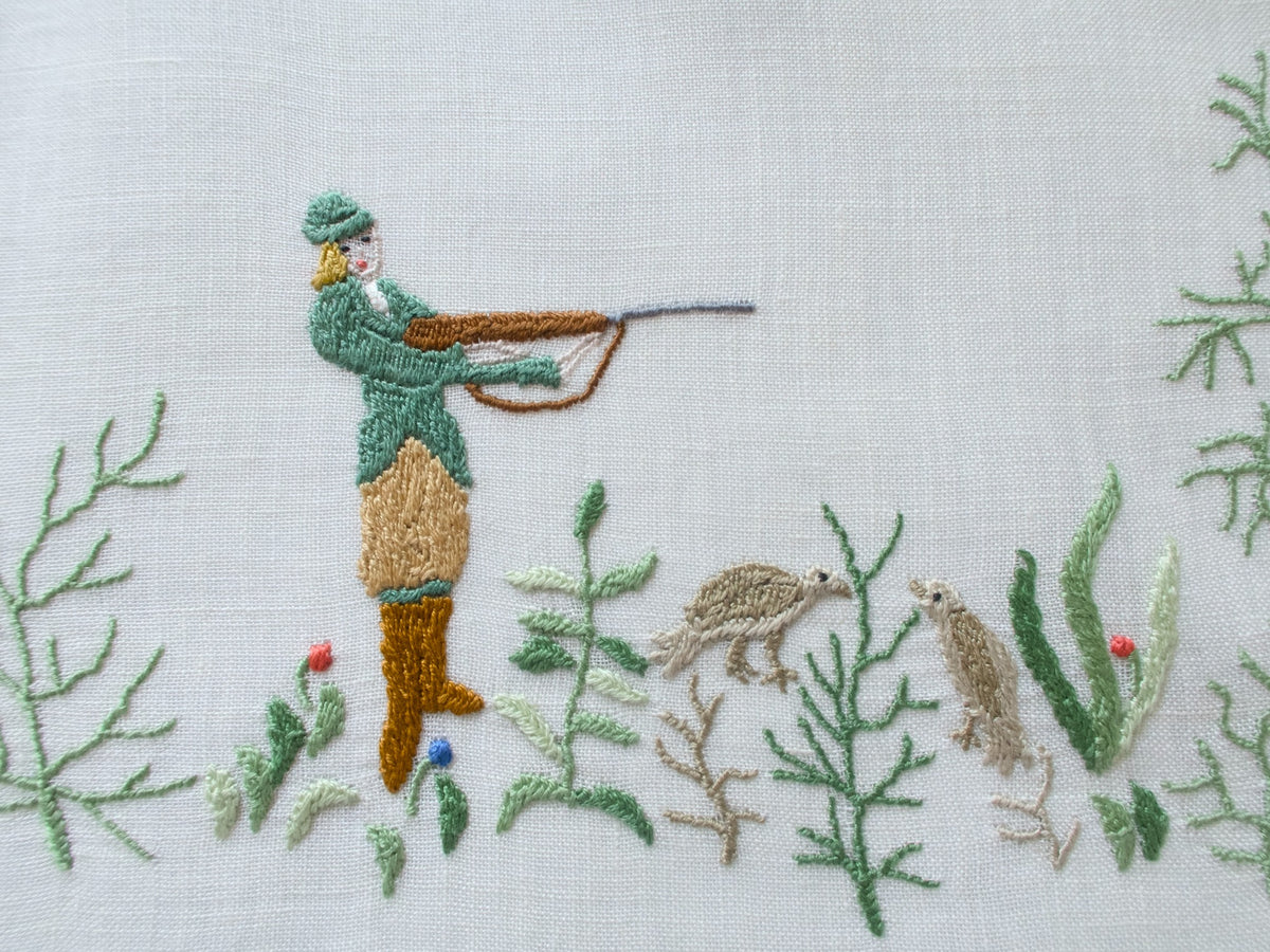 Hunting Party Vintage Rapisardi Italian Linen Runner 16x32