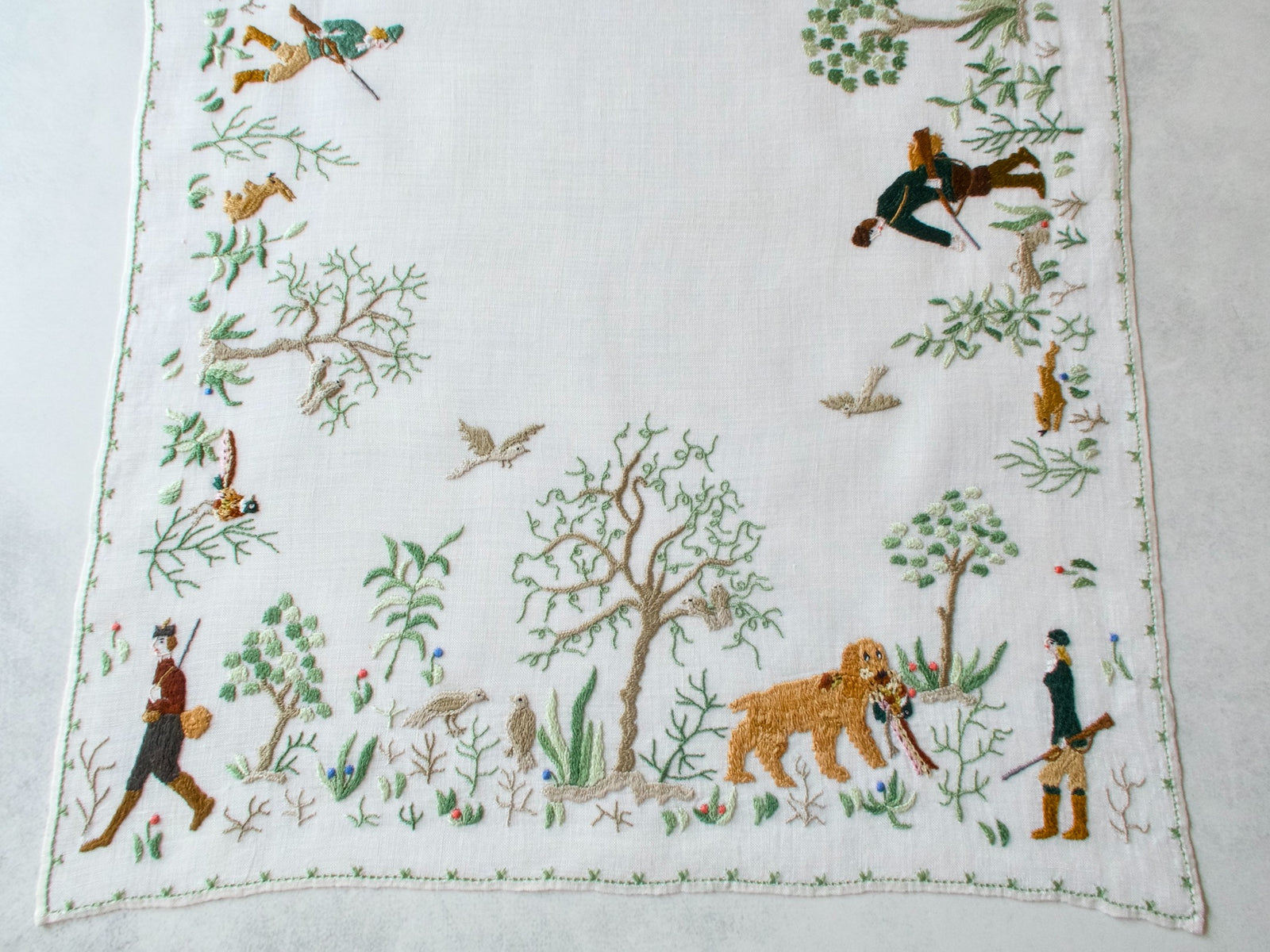 Hunting Party Vintage Rapisardi Italian Linen Runner 16x32