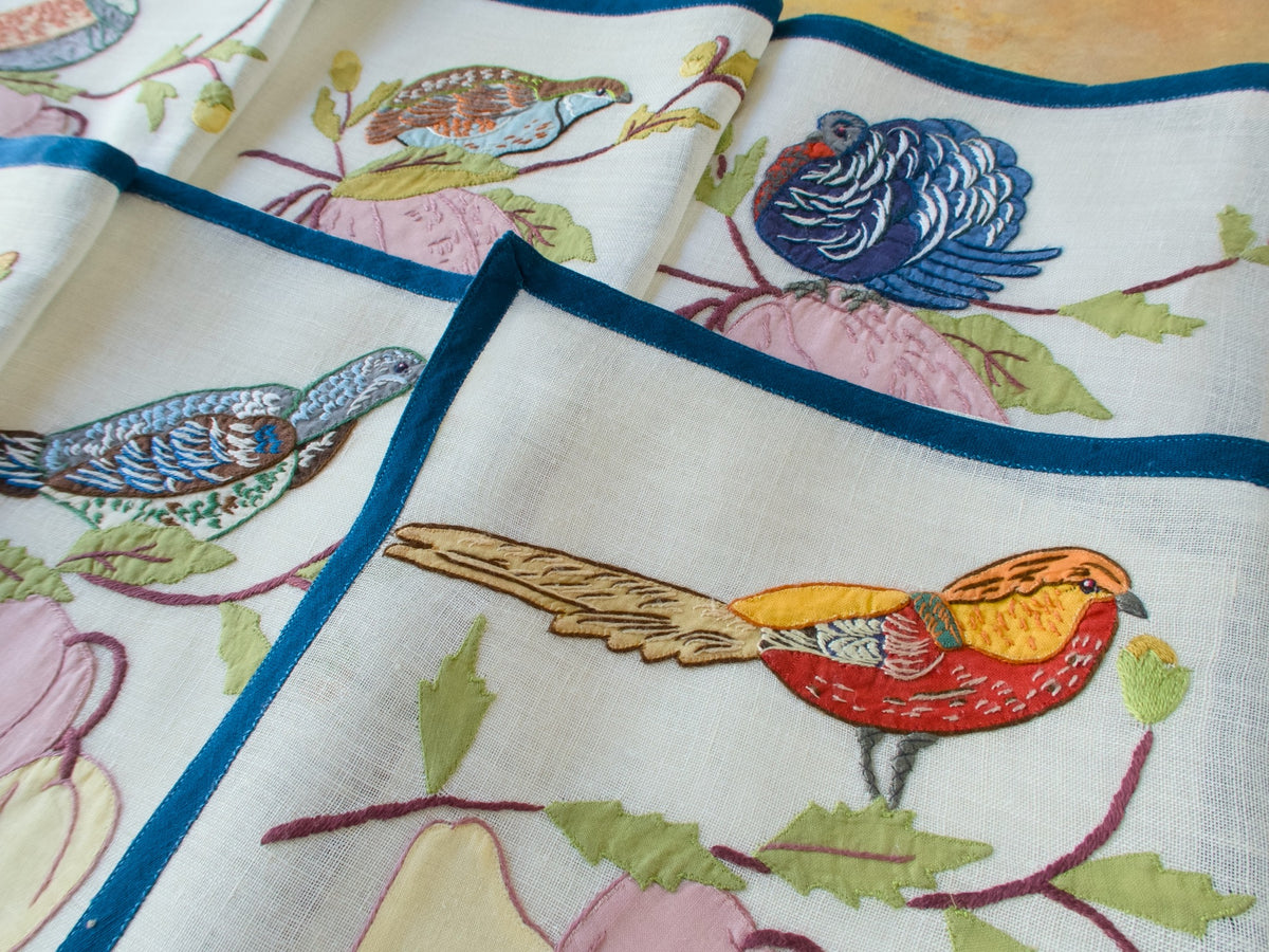 Ornate &amp; Colorful Birds Vintage Italian 24pc Placemat Set for 12