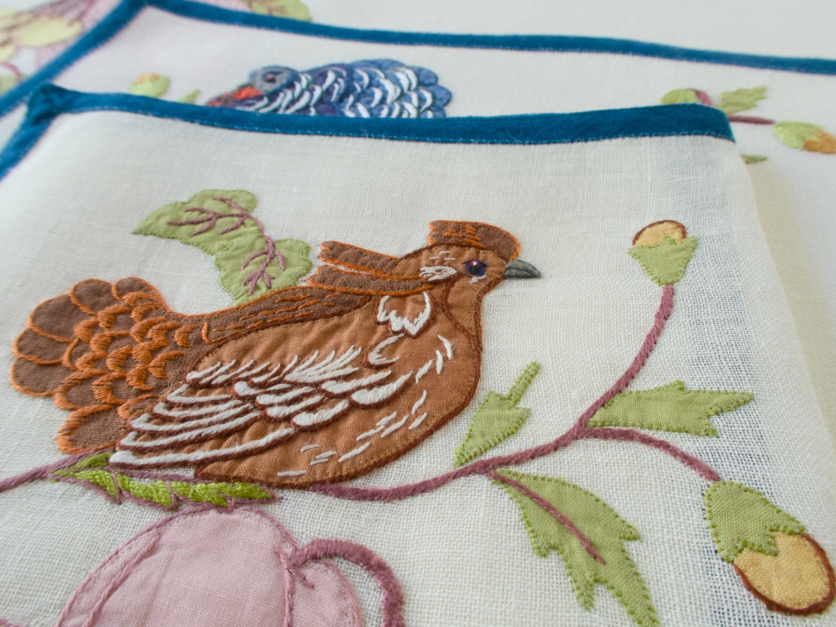 Ornate &amp; Colorful Birds Vintage Italian 24pc Placemat Set for 12