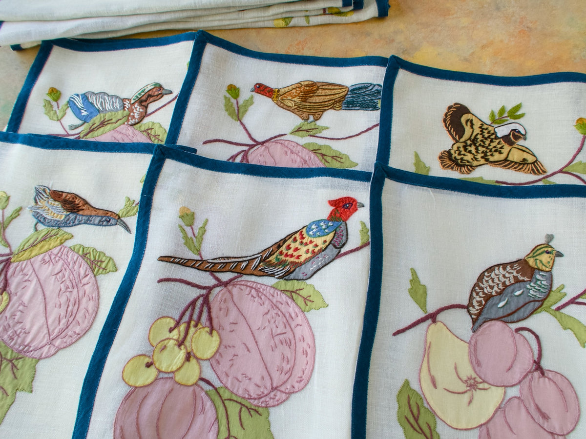 Ornate &amp; Colorful Birds Vintage Italian 24pc Placemat Set for 12