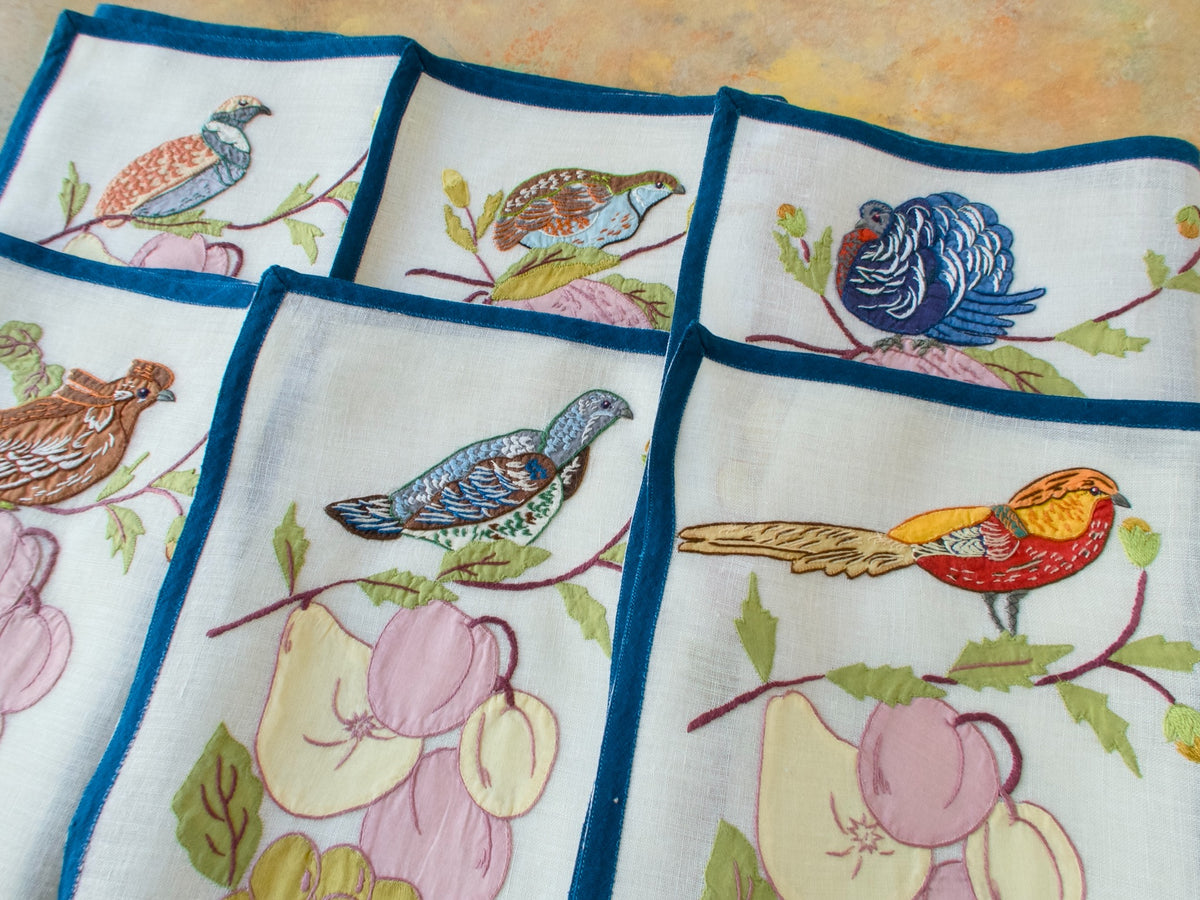 Ornate &amp; Colorful Birds Vintage Italian 24pc Placemat Set for 12