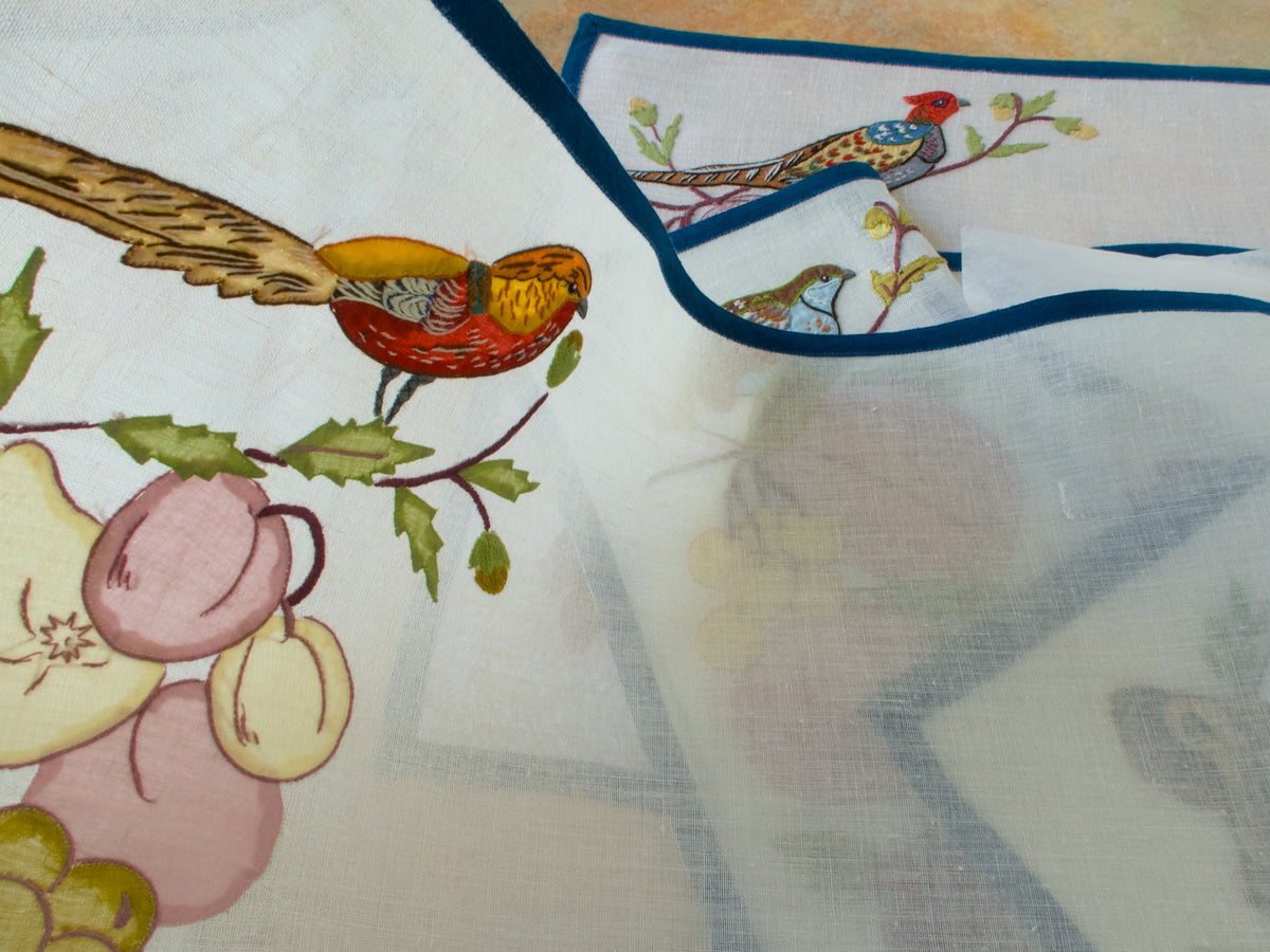 Ornate &amp; Colorful Birds Vintage Italian 24pc Placemat Set for 12