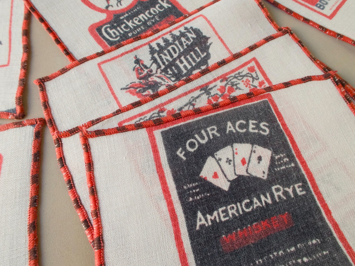 1940s Premium Liquor Labels Vintage Cocktail Napkins, Set of 7
