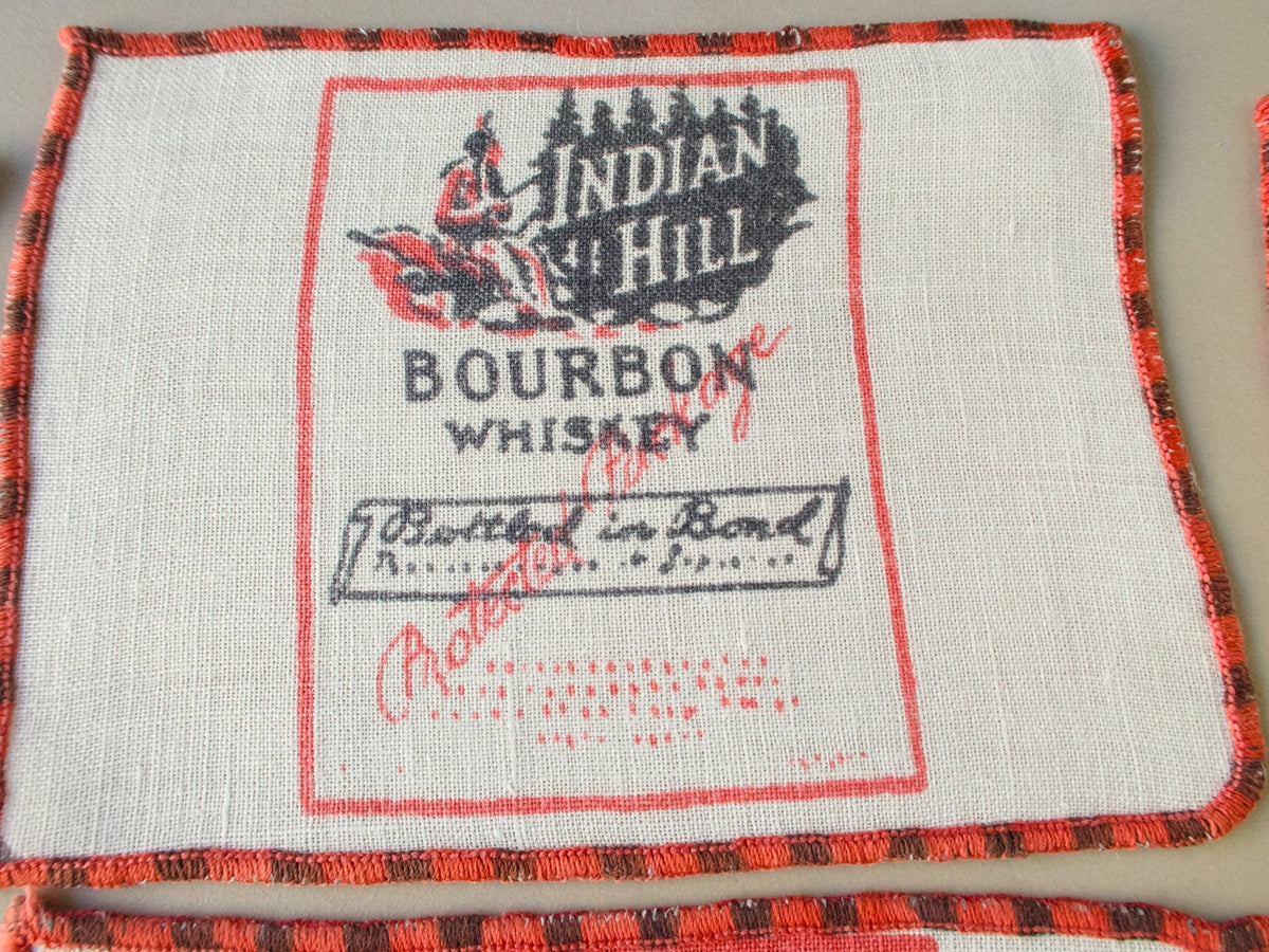 1940s Premium Liquor Labels Vintage Cocktail Napkins, Set of 7