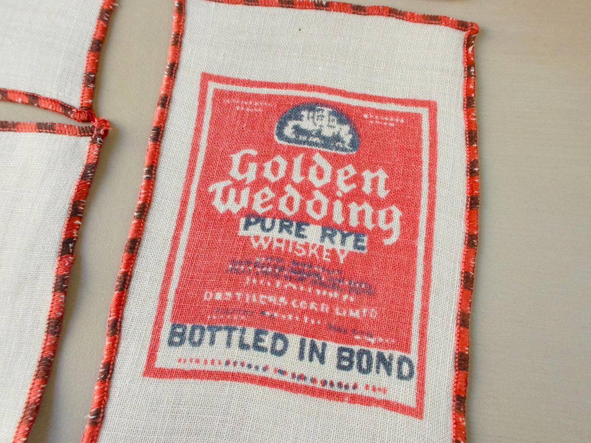 1940s Premium Liquor Labels Vintage Cocktail Napkins, Set of 7